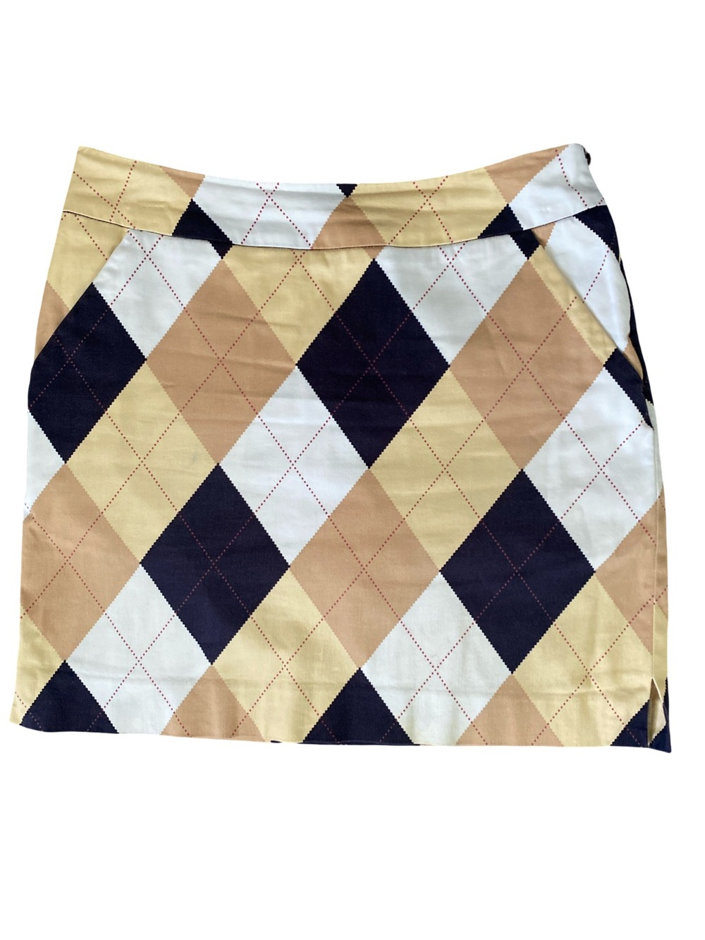 Loudmouth Argyle Mini Skort  in Navy, Tan & White-4